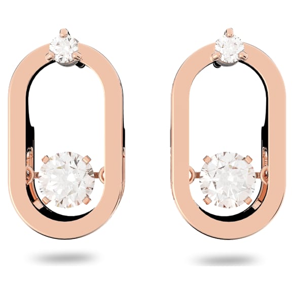 Kolczyki zapinane na sztyft Swarovski Sparkling Dance, Szlif okrągły, Kształt owalny, Białe, Powłoka w odcieniu różowego złota - Swarovski, 5468118