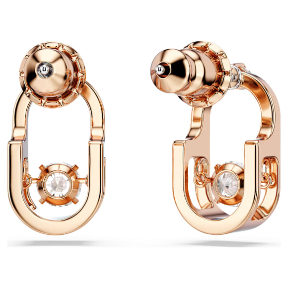 Clous d'oreilles Swarovski Sparkling Dance, Taille ronde, Forme ovale, Blanches, Placage de ton or rosé - Swarovski, 5468118