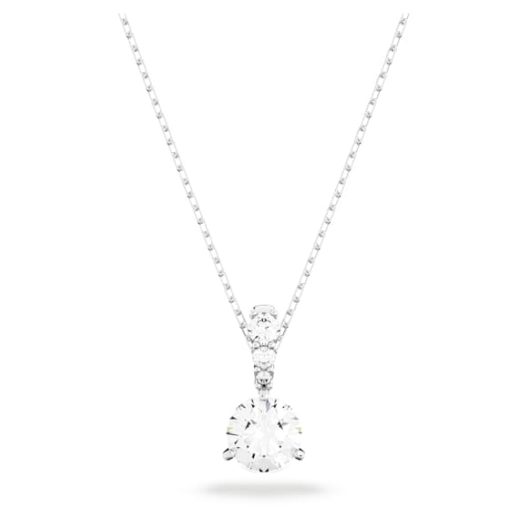 Solitaire pendant, Round cut, White, Rhodium plated - Swarovski, 5472635