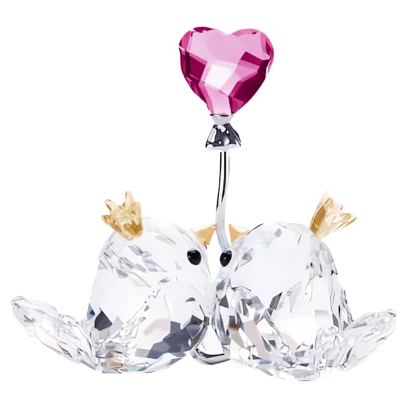 【美品】スワロフスキー 置物 ラブハート Mサイズ クリスタル 箱付き ラブバード ピンクハート | Swarovski