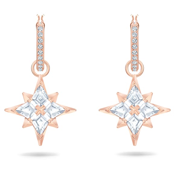 Symbolica drop earrings, Star, White, 18K rose gold finish - Swarovski, 5494337