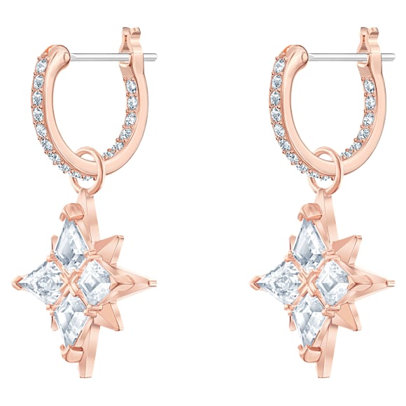 Symbolica drop earrings, Star, White, 18K rose gold finish - Swarovski, 5494337