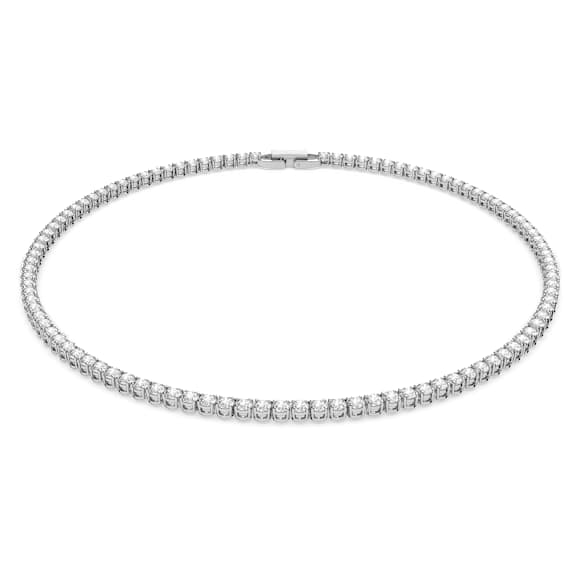 Collana Matrix Tennis, Taglio Round, Bianca, Placcato rodio - Swarovski, 5494605
