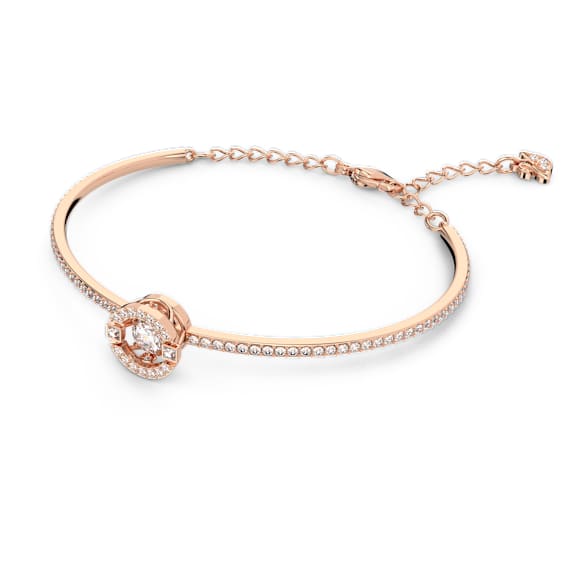 Bracciale rigido Swarovski Sparkling Dance, Taglio Round, Bianco, Placcato color oro rosa - Swarovski, 5497483