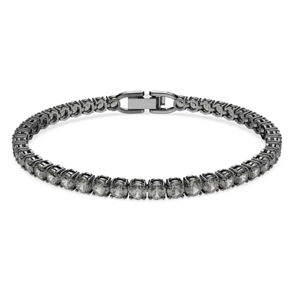 Matrix Tennis Armband, Rundschliff, Grau, Rutheniert - Swarovski, 5504678