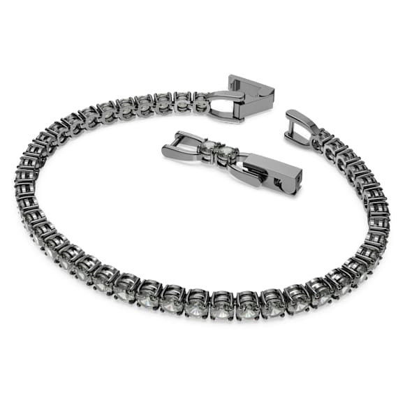 Matrix Tennis Armband, Rundschliff, Grau, Rutheniert - Swarovski, 5504678