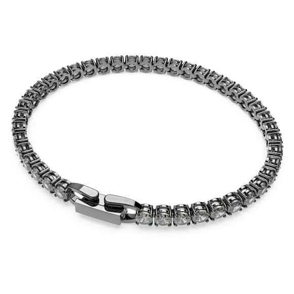 Matrix Tennis Armband, Rundschliff, Grau, Rutheniert - Swarovski, 5504678