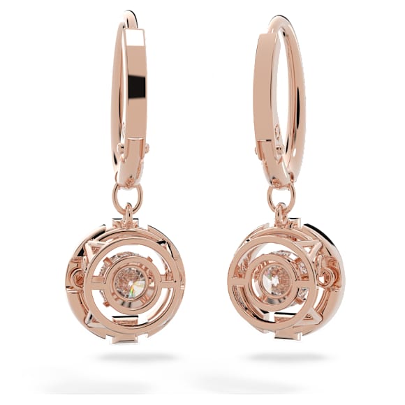 Brincos compridos Una, Lapidação redonda, Branco, Acabamento em ouro rosa de 18 quilates - Swarovski, 5504753