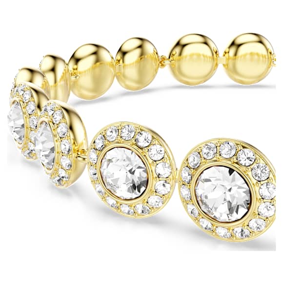Angelic Tennis bracelet, Round cut, Pavé, Medium, White, Gold-tone plated - Swarovski, 5505469