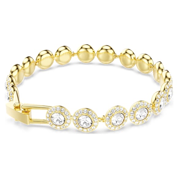 Angelic Tennis bracelet, Round cut, Pavé, Medium, White, Gold-tone plated - Swarovski, 5505469