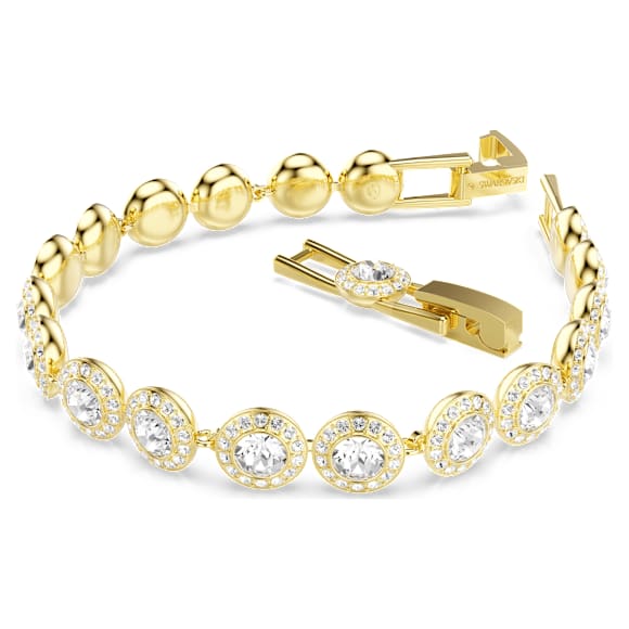 Una Angelic bracelet, Round cut, Pavé, Medium, White, Gold-tone plated