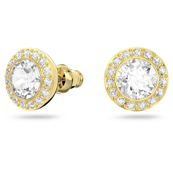 Una Angelic 耳钉, 圆形切割, 白色, 镀金色调 - Swarovski, 5505470