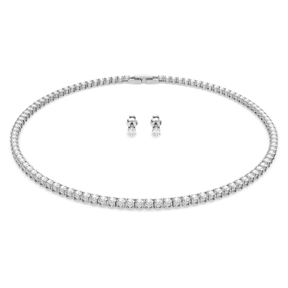 Parure Matrix Tennis, Taille ronde, Blanc, Métal rhodié - Swarovski, 5506861