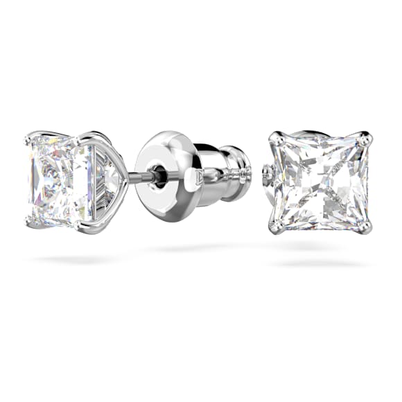 Attract Oorknopjes, Square slijpvorm, Wit, Rodium toplaag - Swarovski, 5509936