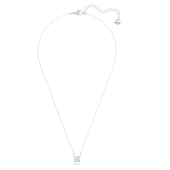 Stilla Attract necklace, Square cut, White, Rhodium plated - Swarovski, 5510696