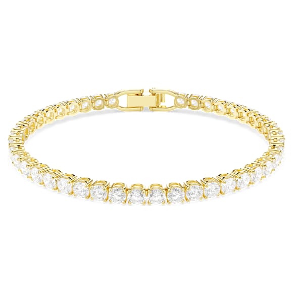 Bracelet Matrix Tennis, Taille ronde, Blanc, Placage de ton or - Swarovski, 5511544