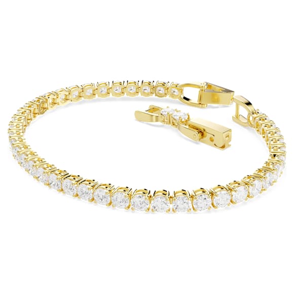 Bracelet Matrix Tennis, Taille ronde, Blanc, Placage de ton or - Swarovski, 5511544