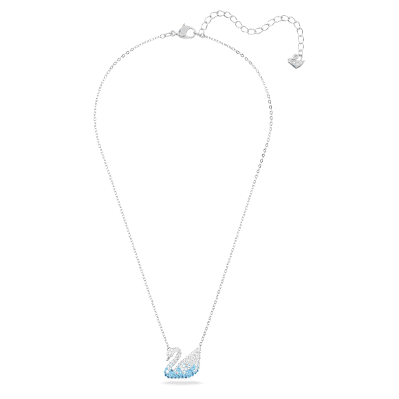 Swan 链坠, 天鹅, 蓝色, 镀铑 - Swarovski, 5512095