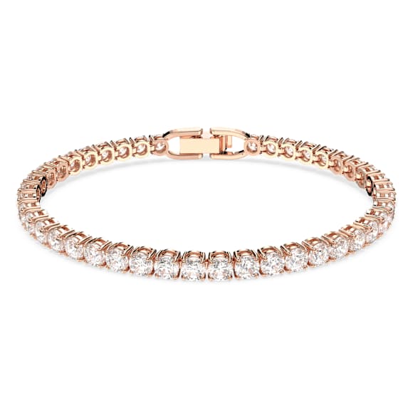 Pulsera Matrix Tennis, Talla redonda, Blanca, Baño tono oro rosa - Swarovski, 5513400