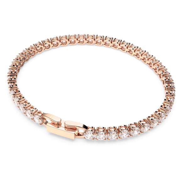 Pulsera Matrix Tennis, Talla redonda, Blanca, Baño tono oro rosa - Swarovski, 5513400