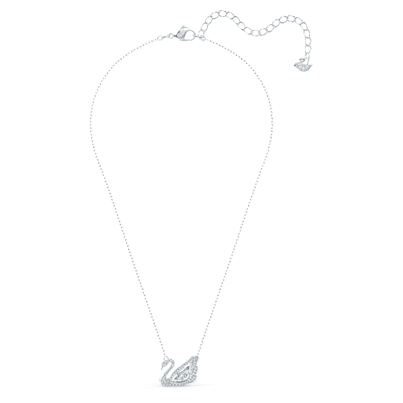 Collar Dancing Swan, Cisne, Blanco, Baño de rodio - Swarovski, 5514421