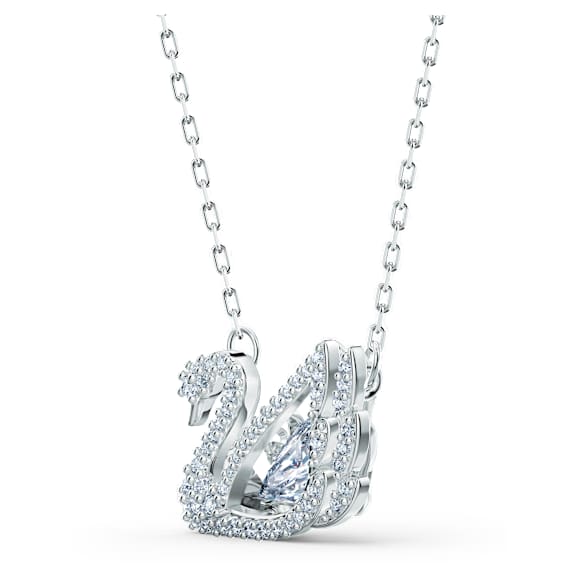 Collar Dancing Swan, Cisne, Blanco, Baño de rodio - Swarovski, 5514421