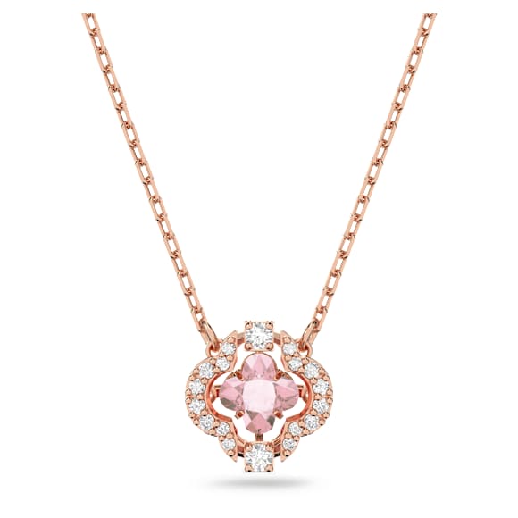 Una necklace, Clover, Pink, Rose gold-tone plated - Swarovski, 5514488