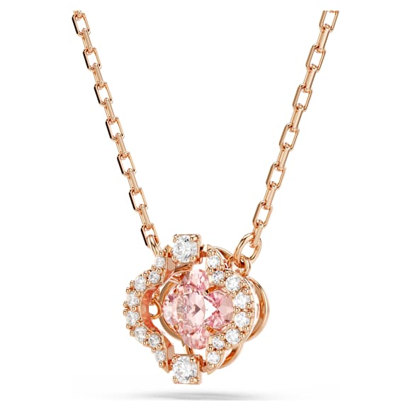 Una 네크리스, 클로버, 핑크, 18K 로즈 골드 피니시 | Swarovski