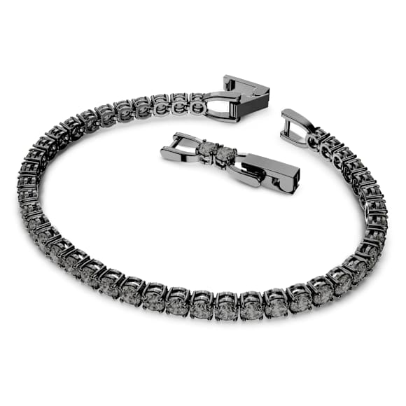Matrix Tennis bracelet, Round cut, Gray, Ruthenium plated - Swarovski, 5514655