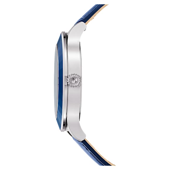 Octea Lux 腕表, 瑞士制造, 月亮, 真皮表带, 蓝色, 不锈钢 - Swarovski, 5516305