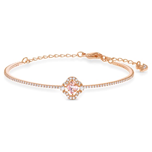Bracelet-jonc Una, Trèfle à quatre feuilles, Rose, Doré à l’or rose 18 carats (750/1000) - Swarovski, 5516476