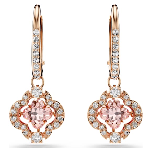 Una ドロップピアス, クローバー, ピンク, 18Kローズゴールドコーティング - Swarovski, 5516477
