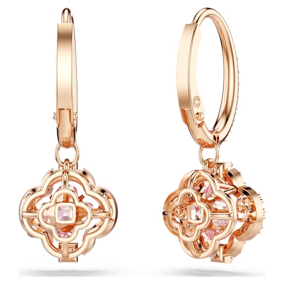 Una ドロップピアス, クローバー, ピンク, 18Kローズゴールドコーティング - Swarovski, 5516477