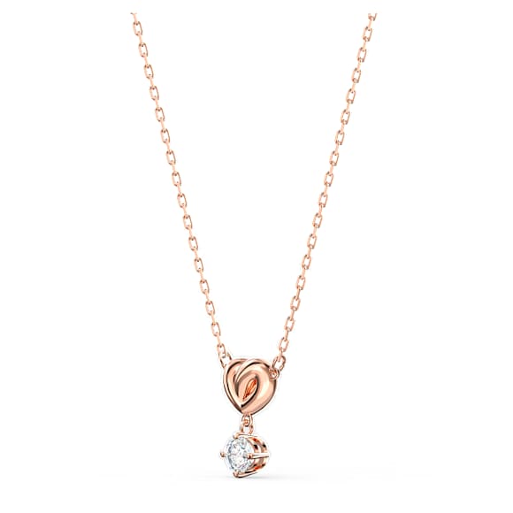 Wisiorek Lifelong Heart, Biały, Wykończenie z 18-karatowego różowego złota - Swarovski, 5516542