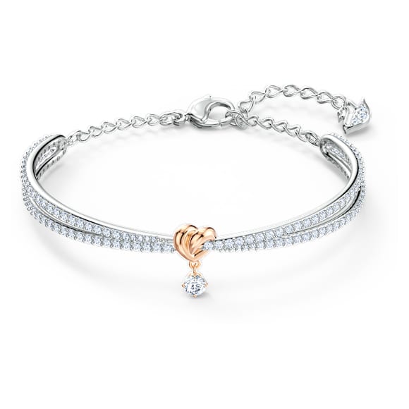 Bracelet-jonc Lifelong Heart, Cœur, Blanc, Finition mix de métal - Swarovski, 5516544