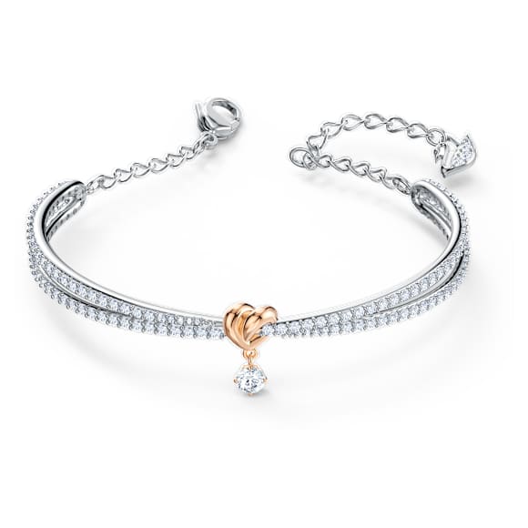Bracelet-jonc Lifelong Heart, Cœur, Blanc, Finition mix de métal - Swarovski, 5516544