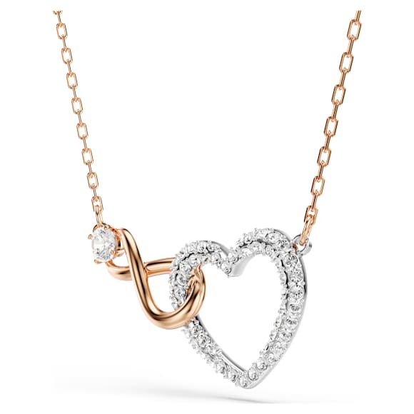 Swarovski Infinity 项链, 无限和心, 白色, 混合金属润饰 - Swarovski, 5518865