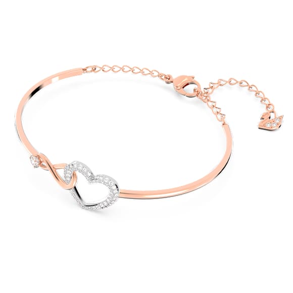 Swarovski Infinity bangle, Infinity and heart, White, Mixed metal finish - Swarovski, 5518869