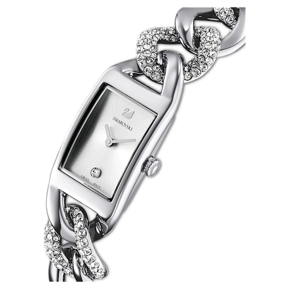 Cocktail watch, Swiss Made, Pavé, Metal bracelet, Silver tone, Stainless steel - Swarovski, 5519330
