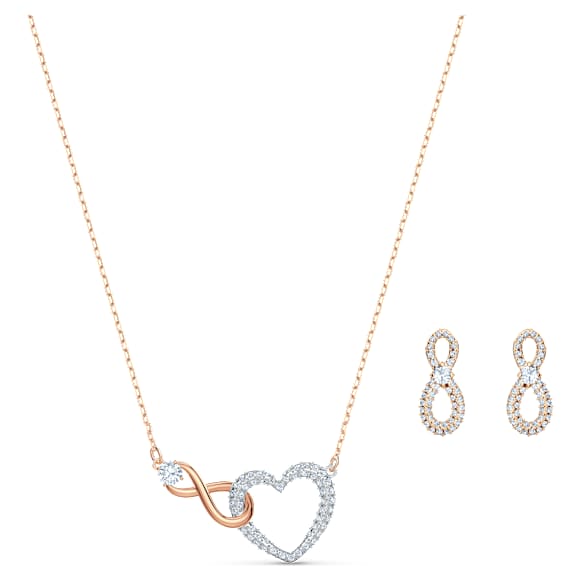 Swarovski Infinity szett, Végtelenség és szív, Fehér, Kevertfém-felület - Swarovski, 5521040