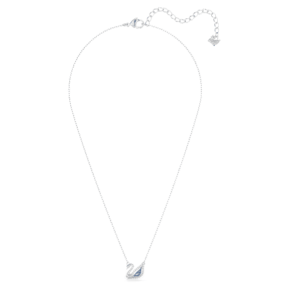 Dazzling Swan 項鏈, 天鵝, 藍色, 鍍白金色 - Swarovski, 5521074