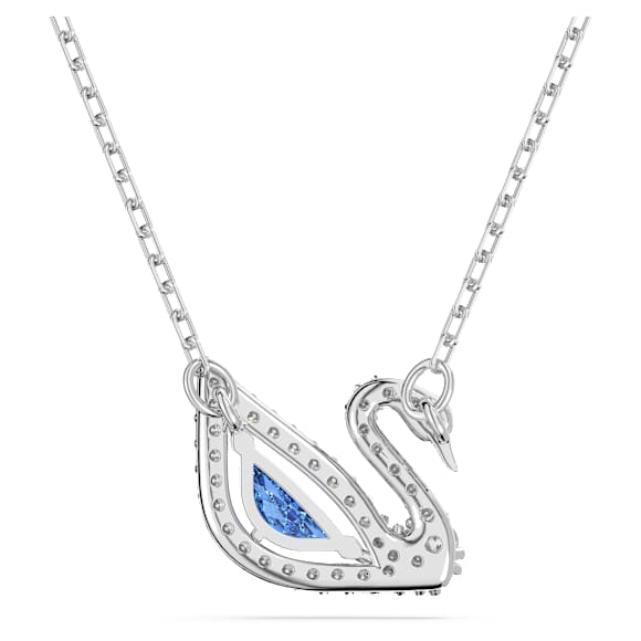 Dazzling Swan 項鏈, 天鵝, 藍色, 鍍白金色 - Swarovski, 5521074