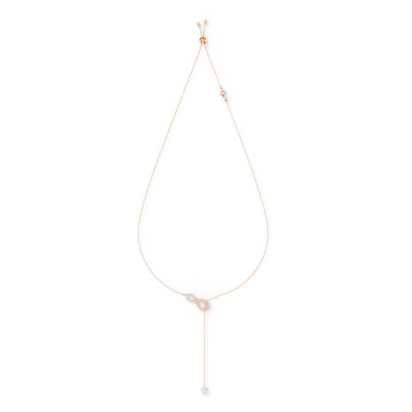Náhrdelník Y Swarovski Infinity, Infinity, Bílá, Pokoveno v růžovozlatém odstínu - Swarovski, 5521346