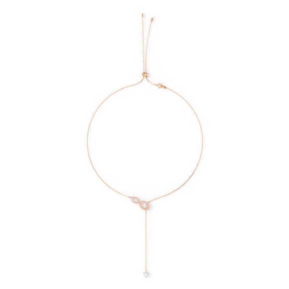 Náhrdelník Y Swarovski Infinity, Infinity, Bílá, Pokoveno v růžovozlatém odstínu - Swarovski, 5521346