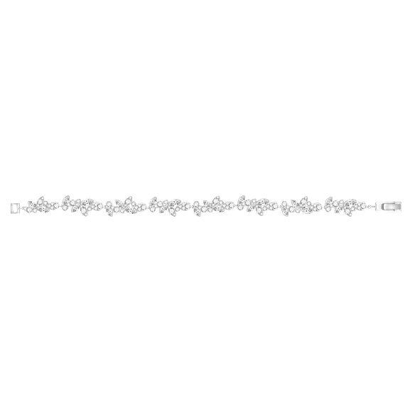 Diapason bracelet, Mixed cuts, White, Rhodium plated - Swarovski, 5528190