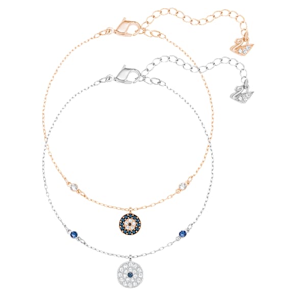 Crystal Wishes bracelet, Set (2), Evil eye, Blue, Mixed metal finish - Swarovski, 5528199