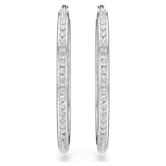Sommerset フープピアス, ホワイト, ロジウム・プレーティング | Swarovski