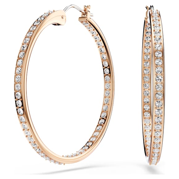 Sommerset hoop earrings, White, 18K rose gold finish - Swarovski, 5528459