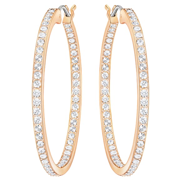 Sommerset hoop earrings, White, Rose gold-tone plated - Swarovski, 5528459