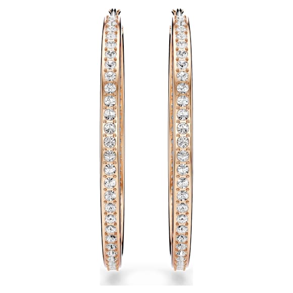 Sommerset hoop earrings, White, 18K rose gold finish - Swarovski, 5528459